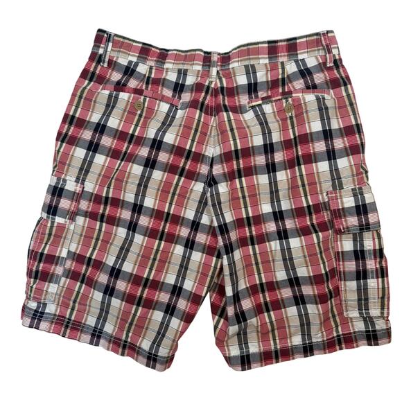 Club Room Men's 33 Plaid Cargo Shorts Pink Blue Check Cotton Casual Summer - Picture 3 of 6